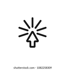 click, cursor icon outline on white background