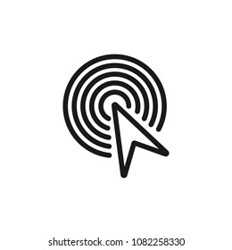 click, cursor icon outline on white background