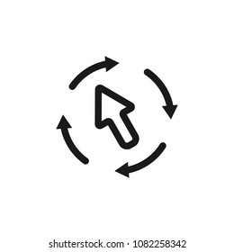 click, cursor icon outline on white background