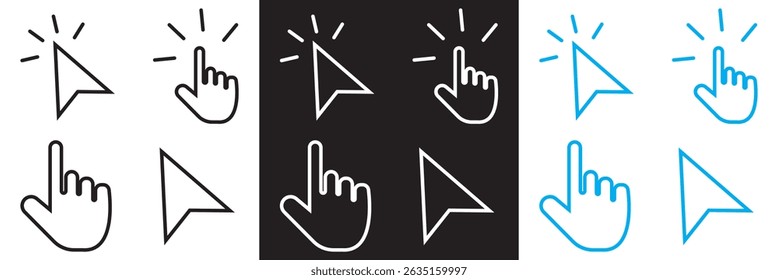 Click Cursor icon. Vector for websites, mobile interfaces, presentations, banner, visual branding etc. Vector illustration. isolated on white and black background. EPS 10