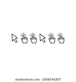 Click Cursor Icons Collection – Minimal Line Style Vector Set Ai Generated