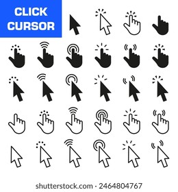 Click cursor icons set. Set of Hand Cursor icons click and Cursor icons click.