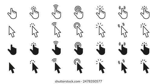 Click cursor icons set. Set of hand cursor click. Vector illustration.