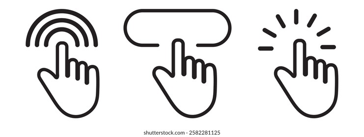 Click cursor icons set. Set of hand cursor click. Vector illustration.