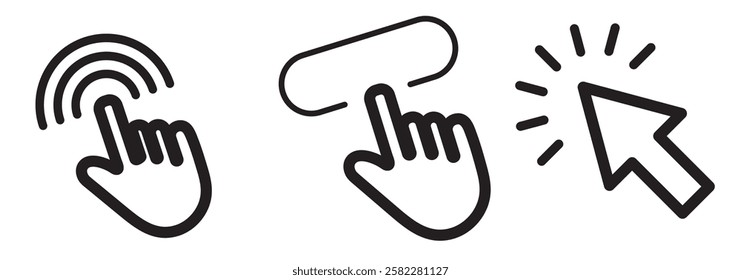 Click cursor icons set. Set of hand cursor click. Vector illustration.