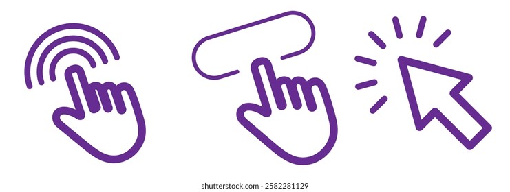 Click cursor icons set. Set of hand cursor click. Vector illustration.