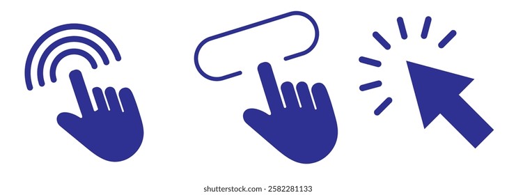 Click cursor icons set. Set of hand cursor click. Vector illustration.