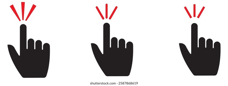  click cursor. Load symbol. Pointer cursor and loading icon. Cursors icons click set. Click icon line touch finger symbol vector eps 10