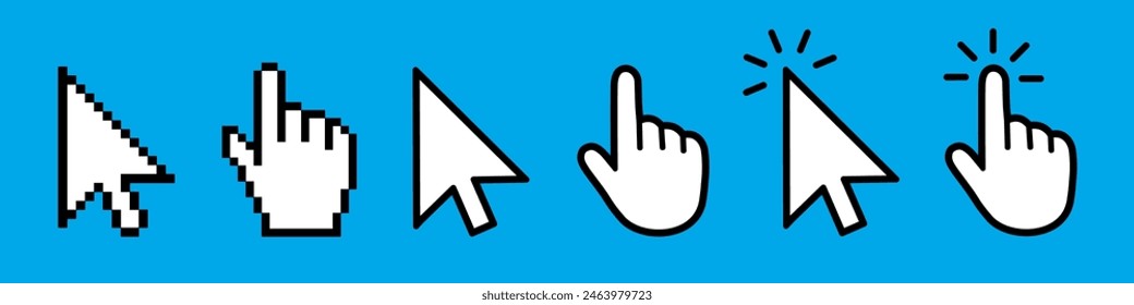 Click cursor set, arrow and hand pointer