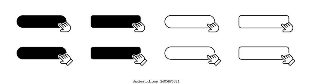 Click cursor set. Button with hand pointer clicking. Click here web button sign. Vector illustration.