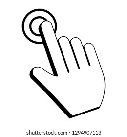 Click cursor touch symbol in black and white