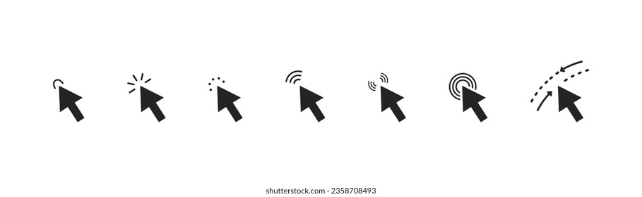 Click cursors icon set. Linear and silhouette icon.