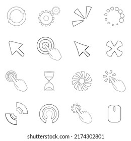 Click cursors set icons in outline style isolated on white background
