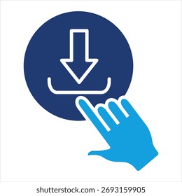 Hacer clic a la Descarga Flat Blue Icon Ilustración vectorial