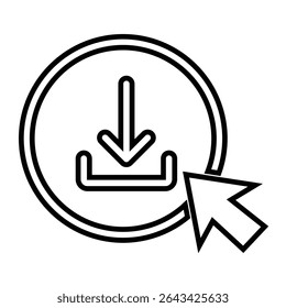 click to download line icon design. click to download thin black outline symbol vector illustration. editable stroke icon on transparent background.