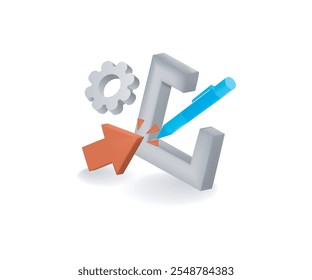 Click edit menu concept illustration isometric 3d vector