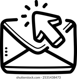 Click email doodle vector icon and illustration