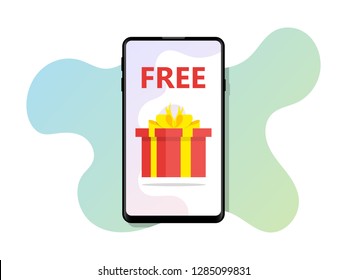 Click Enter Reward Prize Gift Box Mobile Icon Vector Illustration