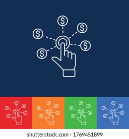 Click the Financial Network icon Linear concept. Vector illustration style is a flat, iconic bicolor symbol, in several different colors and backgrounds. Designed for web and software interfaces.
