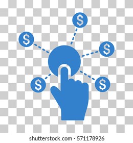 Click Financial Network icon. Vector illustration style is flat iconic symbol, cobalt color, transparent background. Designed for web and software interfaces.