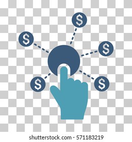 Click Financial Network icon. Vector illustration style is flat iconic bicolor symbol, cyan and blue colors, transparent background. Designed for web and software interfaces.