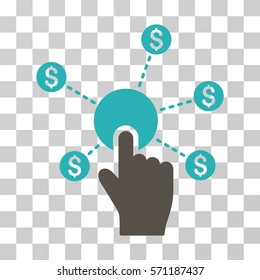 Click Financial Network icon. Vector illustration style is flat iconic bicolor symbol, grey and cyan colors, transparent background. Designed for web and software interfaces.