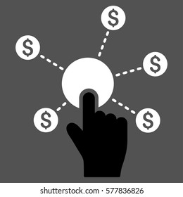 Click Financial Network vector icon. Flat bicolor black and white symbol. Pictogram is isolated on a gray background. Designed for web and software interfaces.