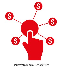 Click Financial Network vector icon. Flat red symbol. Pictogram is isolated on a white background. Designed for web and software interfaces.