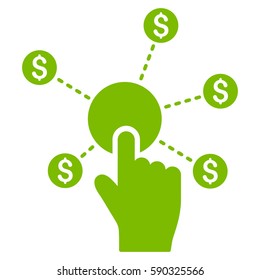 Click Financial Network vector icon. Flat eco green symbol. Pictogram is isolated on a white background. Designed for web and software interfaces.