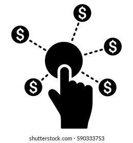Click Financial Network vector icon. Flat black symbol. Pictogram is isolated on a white background. Designed for web and software interfaces.