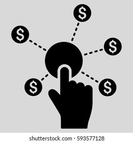 Click Financial Network vector icon. Flat black symbol. Pictogram is isolated on a light gray background. Designed for web and software interfaces.