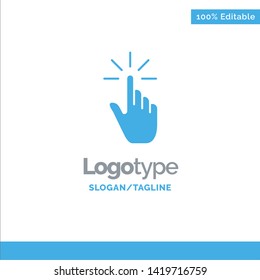 Click, Finger, Gesture, Gestures, Hand, Tap Blue Solid Logo Template. Place for Tagline