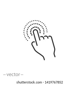 click finger icon, click mouse pointer, line symbol on white background - editable stroke vector illustration eps10