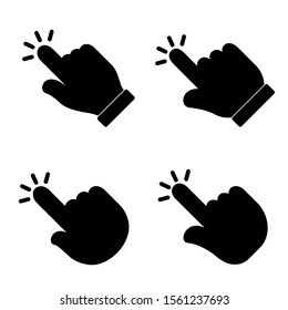 Click finger icon set. Click finger icon in trendy silhouette style design. Vector illustration.