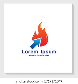 click fire logo design template vector, burn logo inspiration