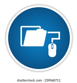 Click folder icon on blue button,clean vector