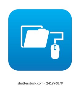 Click folder icon on blue button,clean vector