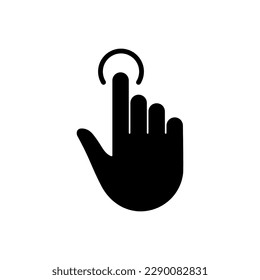 Click Gesture, Hand Cursor of Computer Mouse Black Silhouette Icon. Pointer Finger Glyph Pictogram. Swipe Double Press Touch Point Tap on Cyberspace Website Sign. Isolated Vector Illustration.