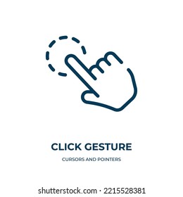 Click gesture icon. Linear vector illustration from cursors and pointers collection. Outline click gesture icon vector. Thin line symbol for use on web and mobile apps, logo, print media.
