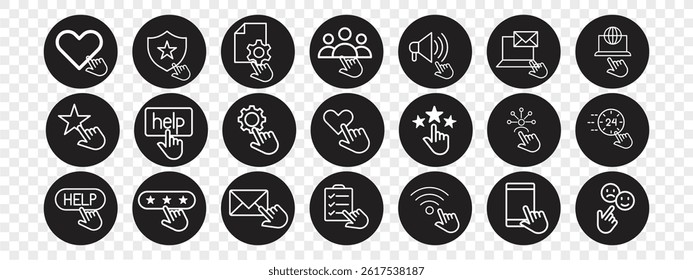 Click Gesture Interface line Icons for Customer Service and Digital Interaction. vector illustration. Eps 10