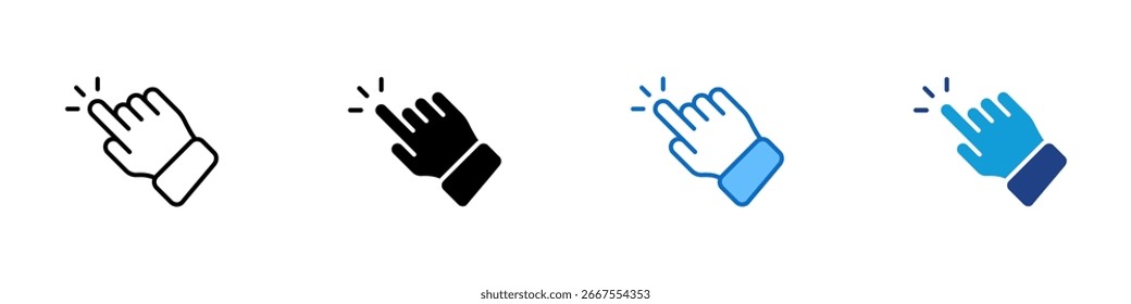 Click Gesture Multiple Style Icon Vector Design - hand pointing or tapping, representing click, touch, or interaction on screen
