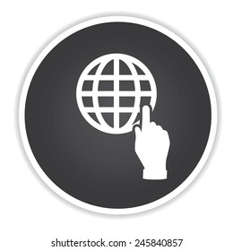 Click global design on black button background,clean vector