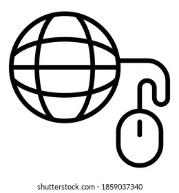 Click global library icon. Outline click global library vector icon for web design isolated on white background