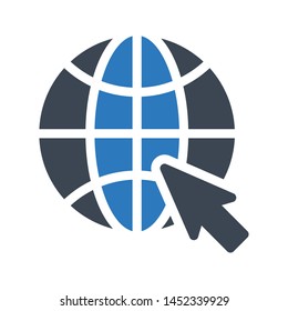 click globe glyph color vector icon