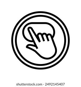 click and go app label product caution line icon vector. click and go app label product caution sign. isolated contour symbol black illustration