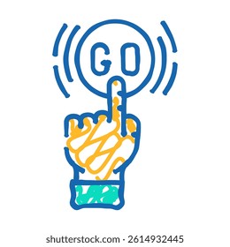 click and go app label product caution doodle icon sketch vector. click and go app label product caution sign. isolated symbol illustration