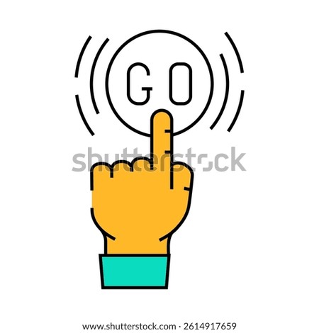 click and go app label product caution line icon vector. click and go app label product caution sign. isolated symbol illustration