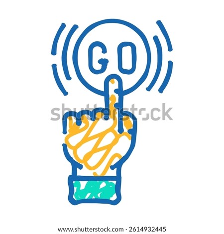 click and go app label product caution doodle icon sketch vector. click and go app label product caution sign. isolated symbol illustration