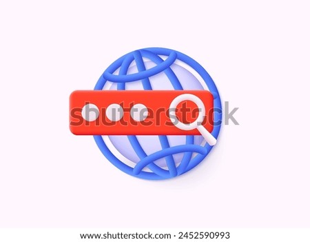 Click to go to online website or internet. Www search bar icon. Address and navigation bar icon. 3D Web Vector Illustrations.