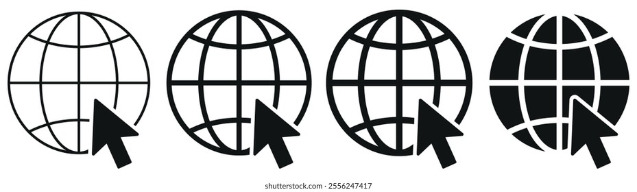 Click to go to website or internet icon set for apps and websites